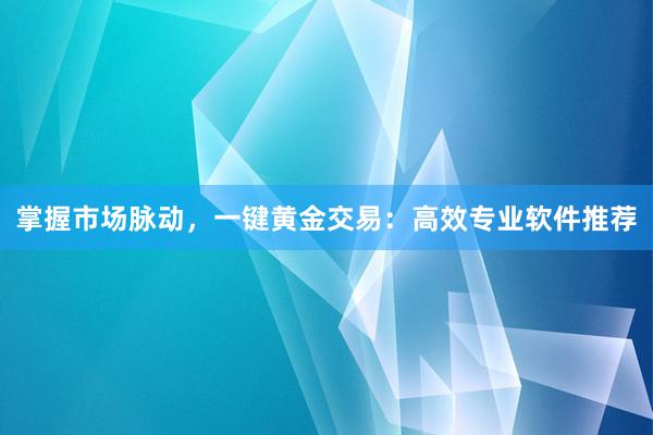 掌握市场脉动，一键黄金交易：高效专业软件推荐